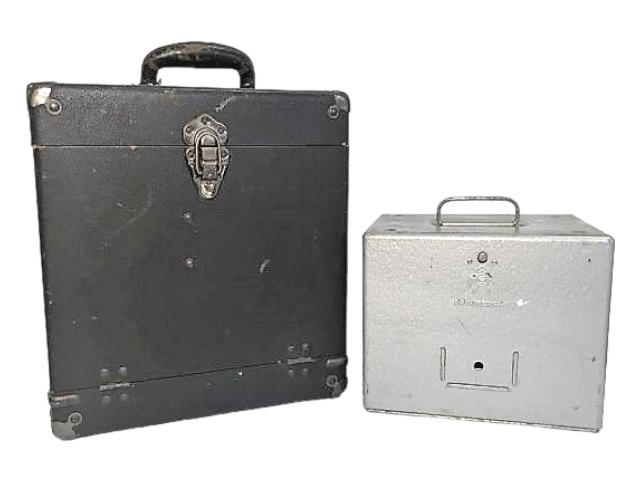 Bell & Howell 1940's 8mm Projector: Bell & Howell 1940's 8mm Projector metal tote of home movies. All untested. With guide.