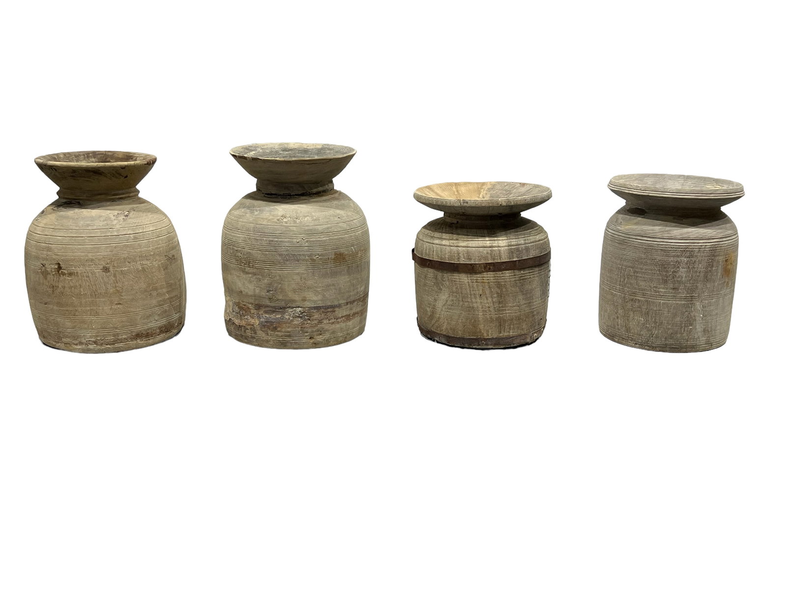 4pc. Lot of Turn Wood Vases tallest  -  16 1/2"H,  13 1/4" diam. (1 of 13)