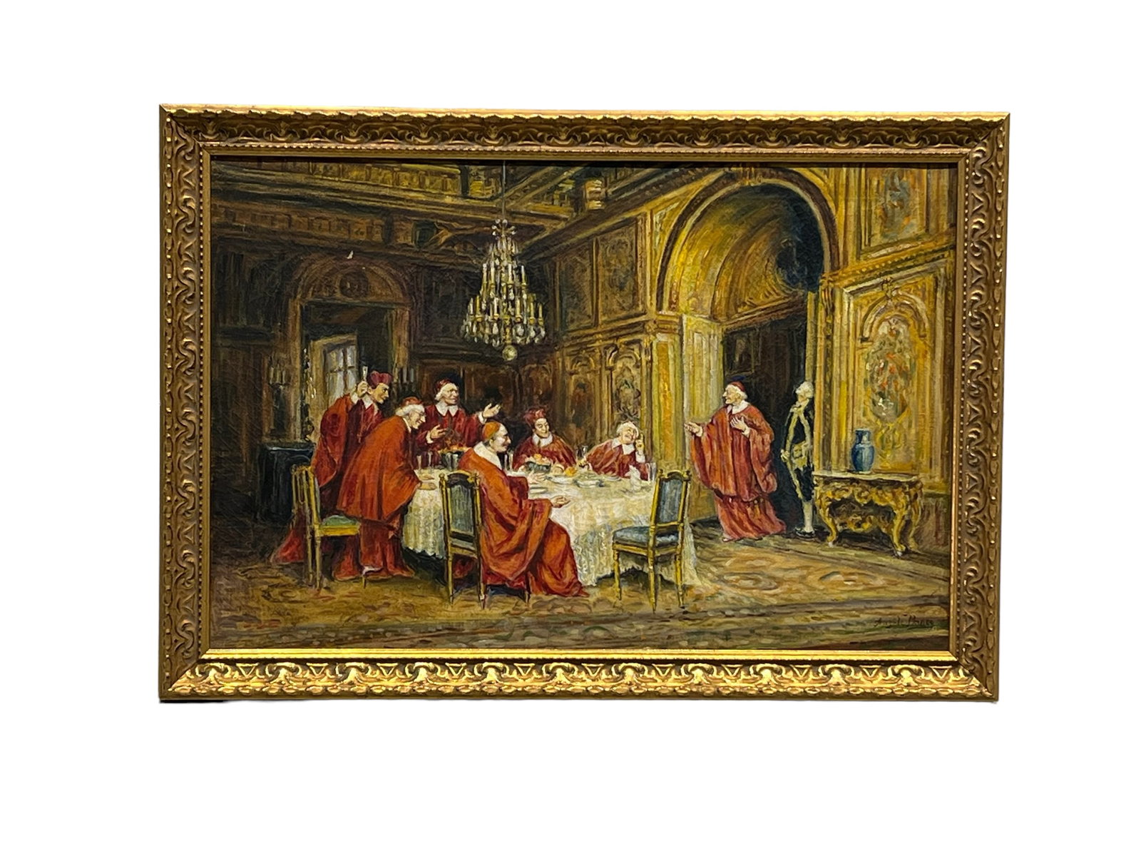 O / C -  Cardinals Gathering For Dinner artist -  Angelo Prince  /  circa 1930  /   frame  -   23 (1 of 12)