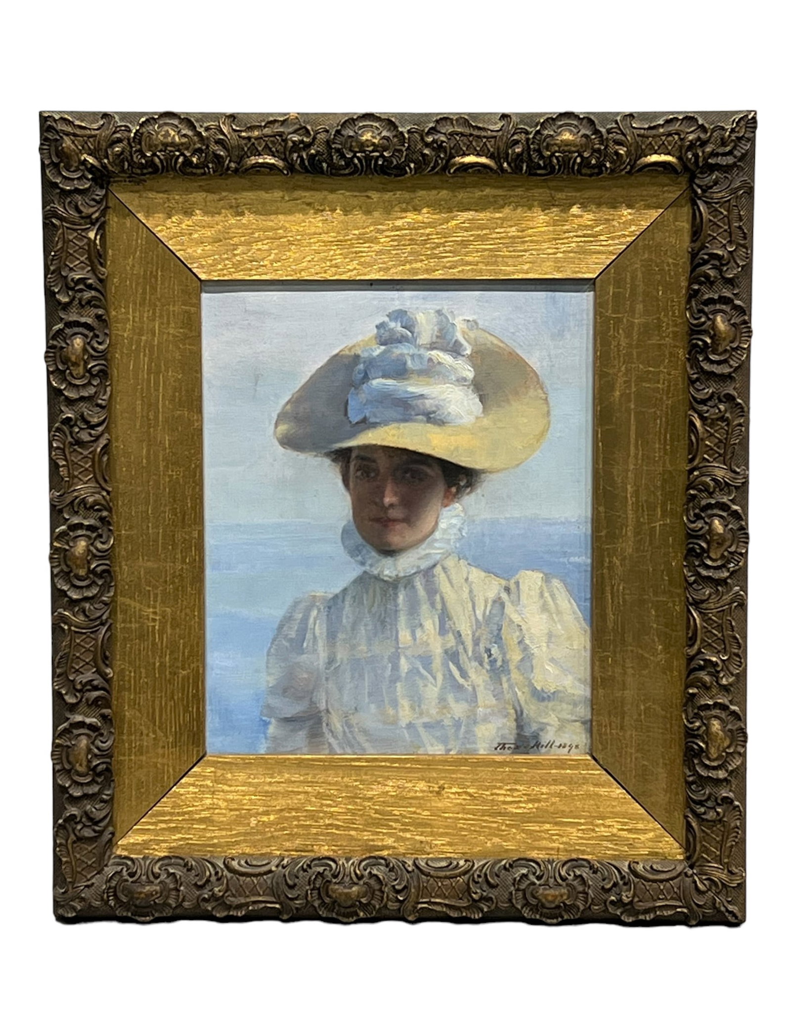 Late 19th C.  O / C - Portrait of a Lady artist -  Thomas Hill    /     frame -  17 5/8"  x   15 (1 of 10)
