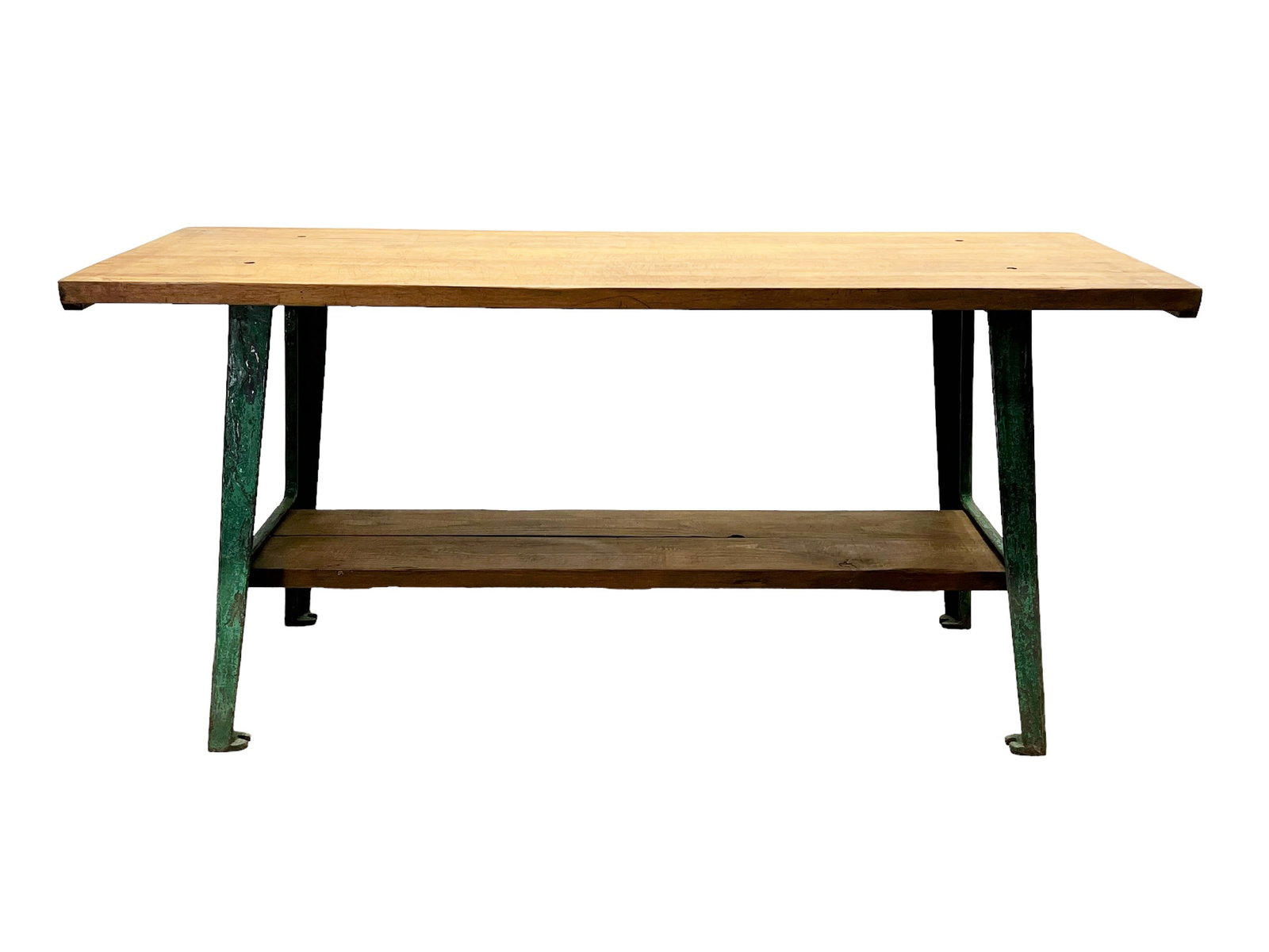Industrial Work Table w/ Green Painted Iron Legs 38"H,   84"L (7 ft.),   30"W (1 of 9)