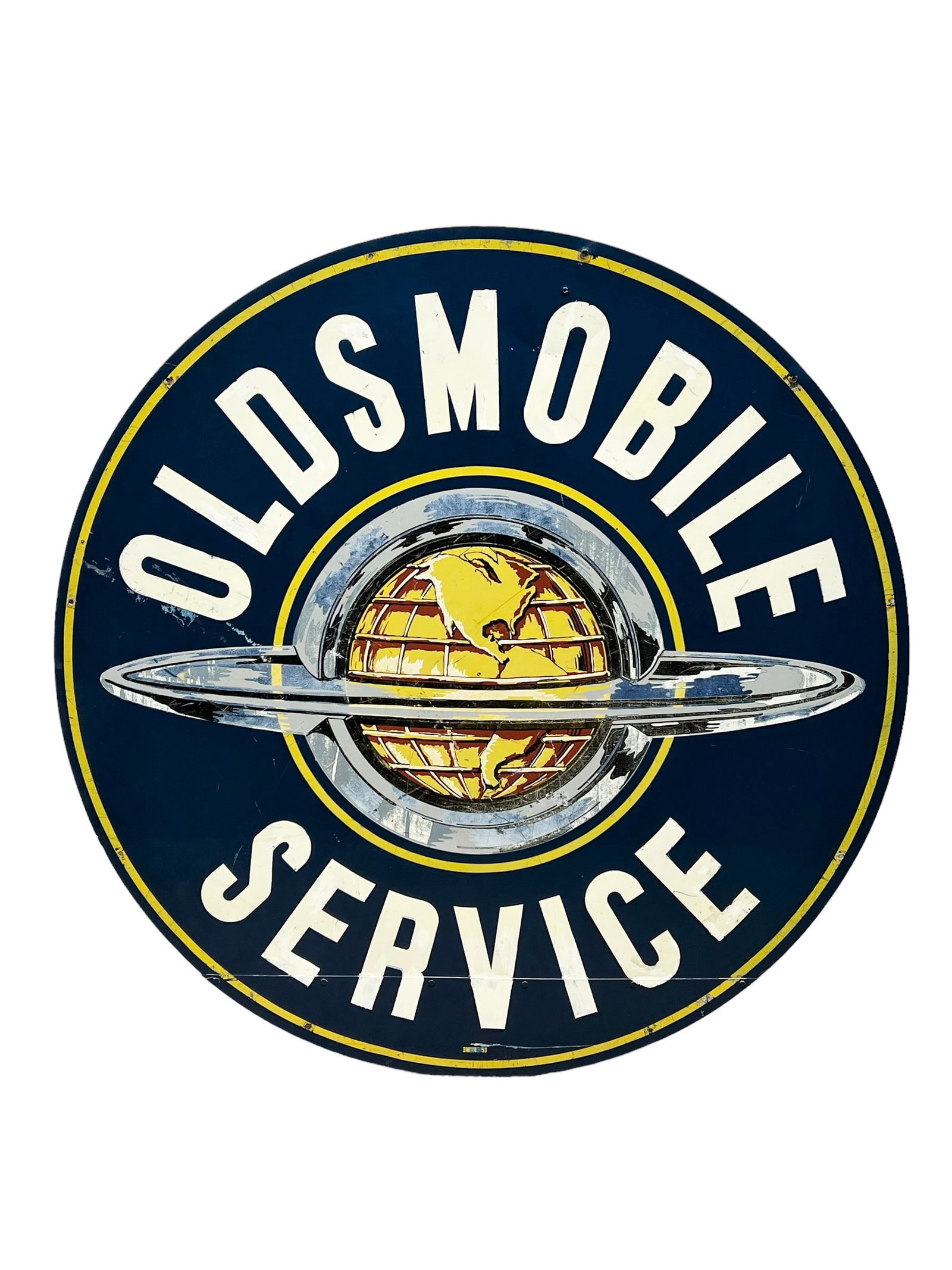 Oldsmobile Service Sign metal  /  double sided    /  touch ups   /   54" diam. (1 of 15)