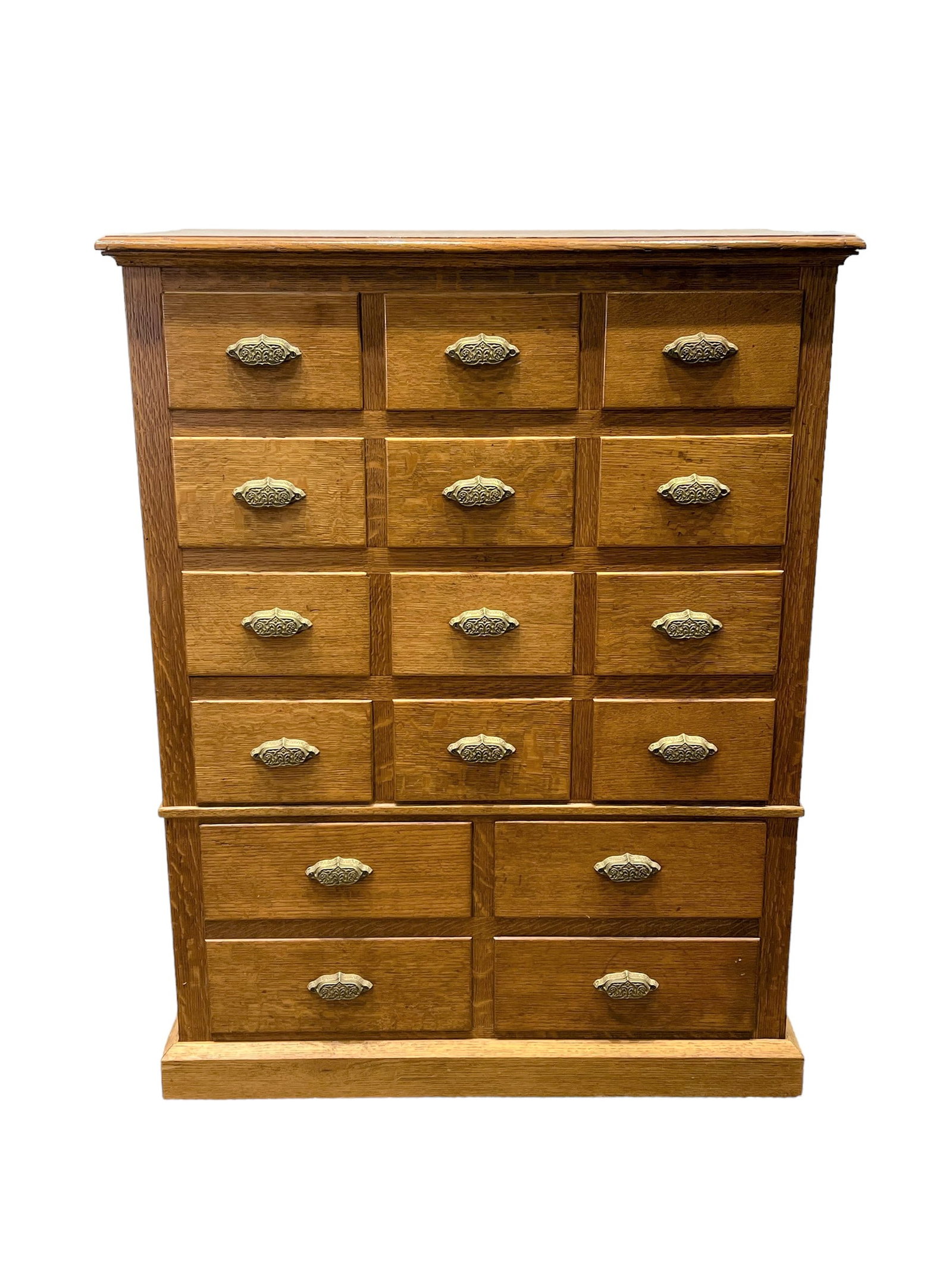 Oak Library Card Catalog Cabinet 1900 - 1910     /      51"H,   39 1/2"L,   22"W (1 of 14)