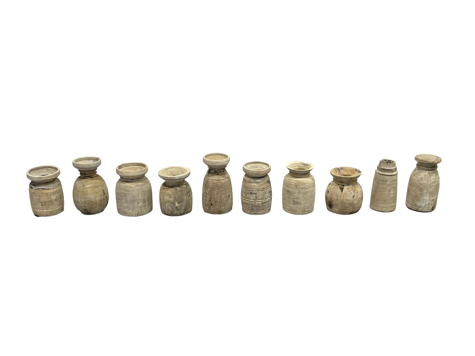 10pc. Lot of Turn Wood Vases tallest  -   7 7/8"H,   4" diam. (1 of 13)