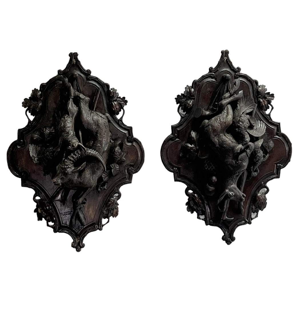 Pair of Black Forest Panels 28 1/4" x 19 1/4" x 5 1/2" each: Pair of Black Forest Panels 28 1/4" x 19 1/4" x 5 1/2" each