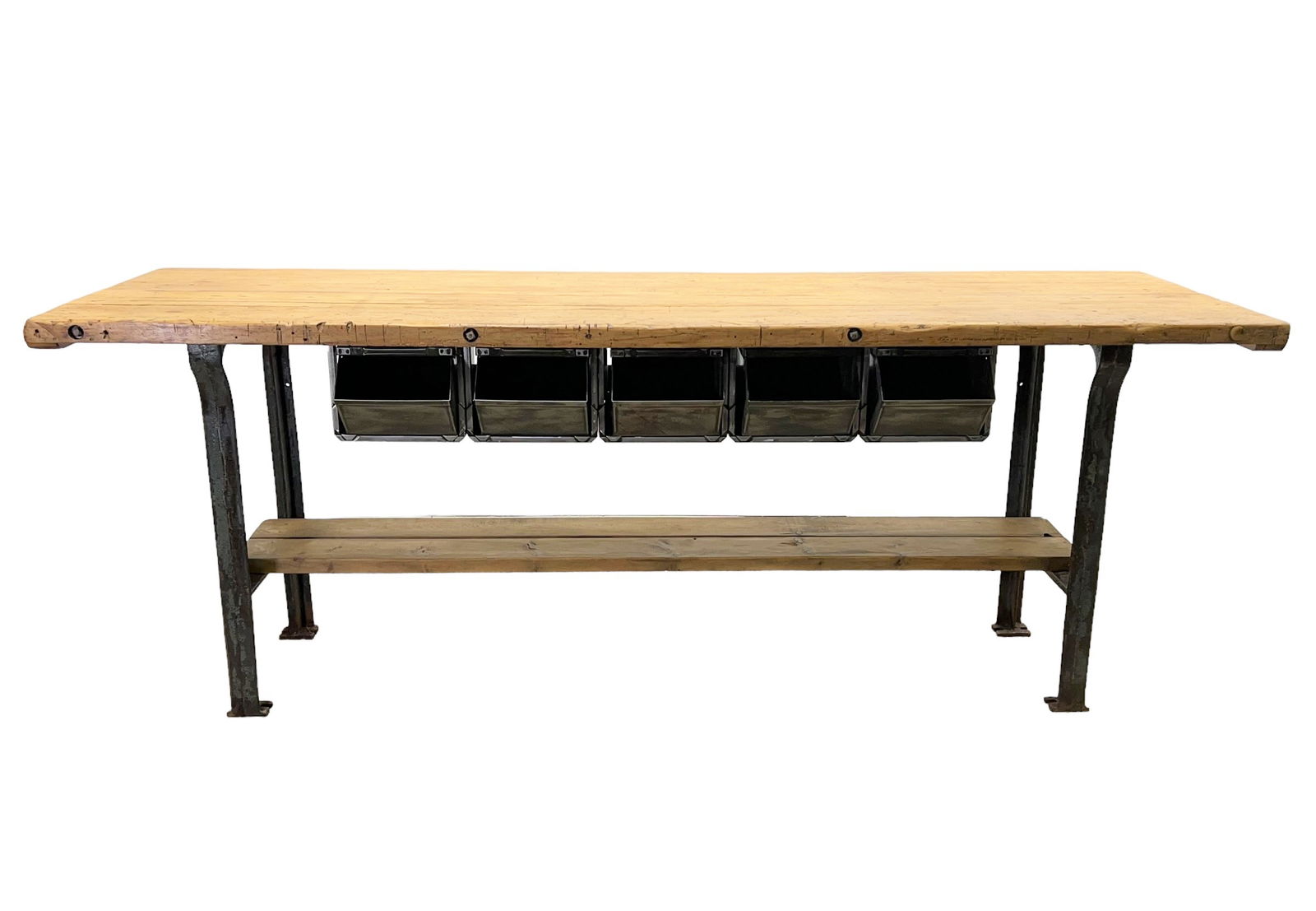 Industrial Work Table w/ Metal Bins 36"H,   96"L (8 ft.),   30 1/2"W (1 of 9)