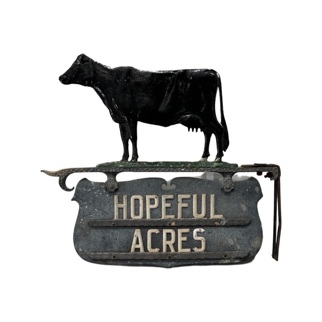 Hopeful Acres Double Sided Cow Sign 17 1/2"H,   19 1/2"L (1 of 6)