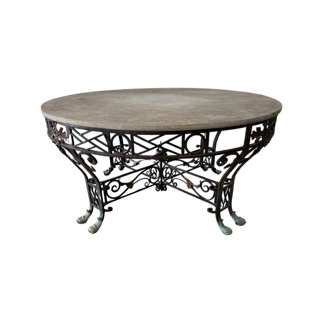 French Hand Forged Wrought Iron and Bronze Table 23 1/2"H,    46 1/2"Diamater (1 of 9)