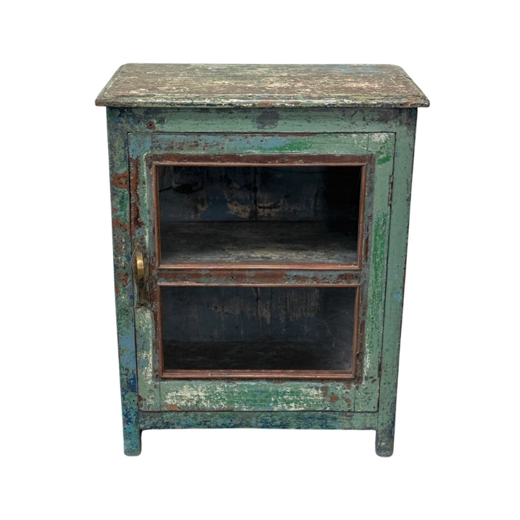 Painted Single Glass Door Cabinet 27 3/4"H,   22"L,   13 3/4"W (1 of 8)