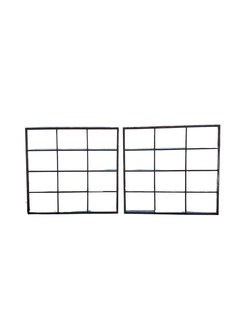 Pair of Industrial Cast Iron Window Frames 59 1/2"H,   63"L   ea. (1 of 5)