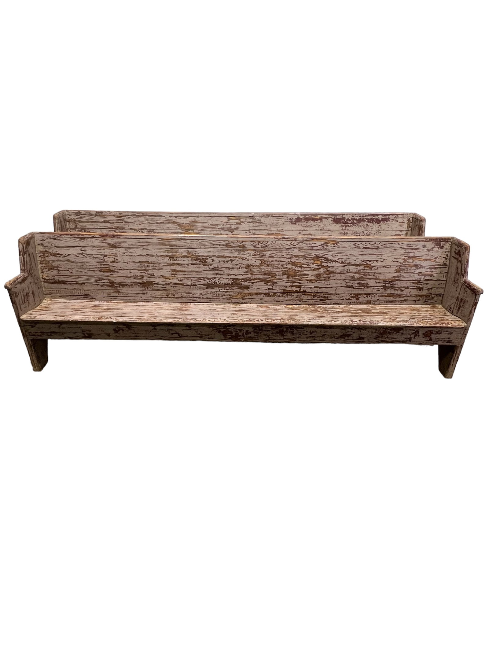 Pair of Amish Country Painted Church Pews 32"H,   111"L,   18"W   ea. (1 of 10)
