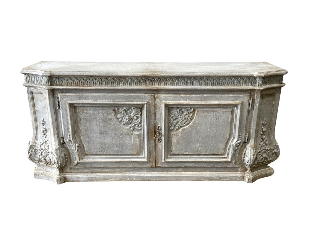 19th C. French Painted Two Door Server 33"H,   76"L,   19 1/2"W (1 of 11)