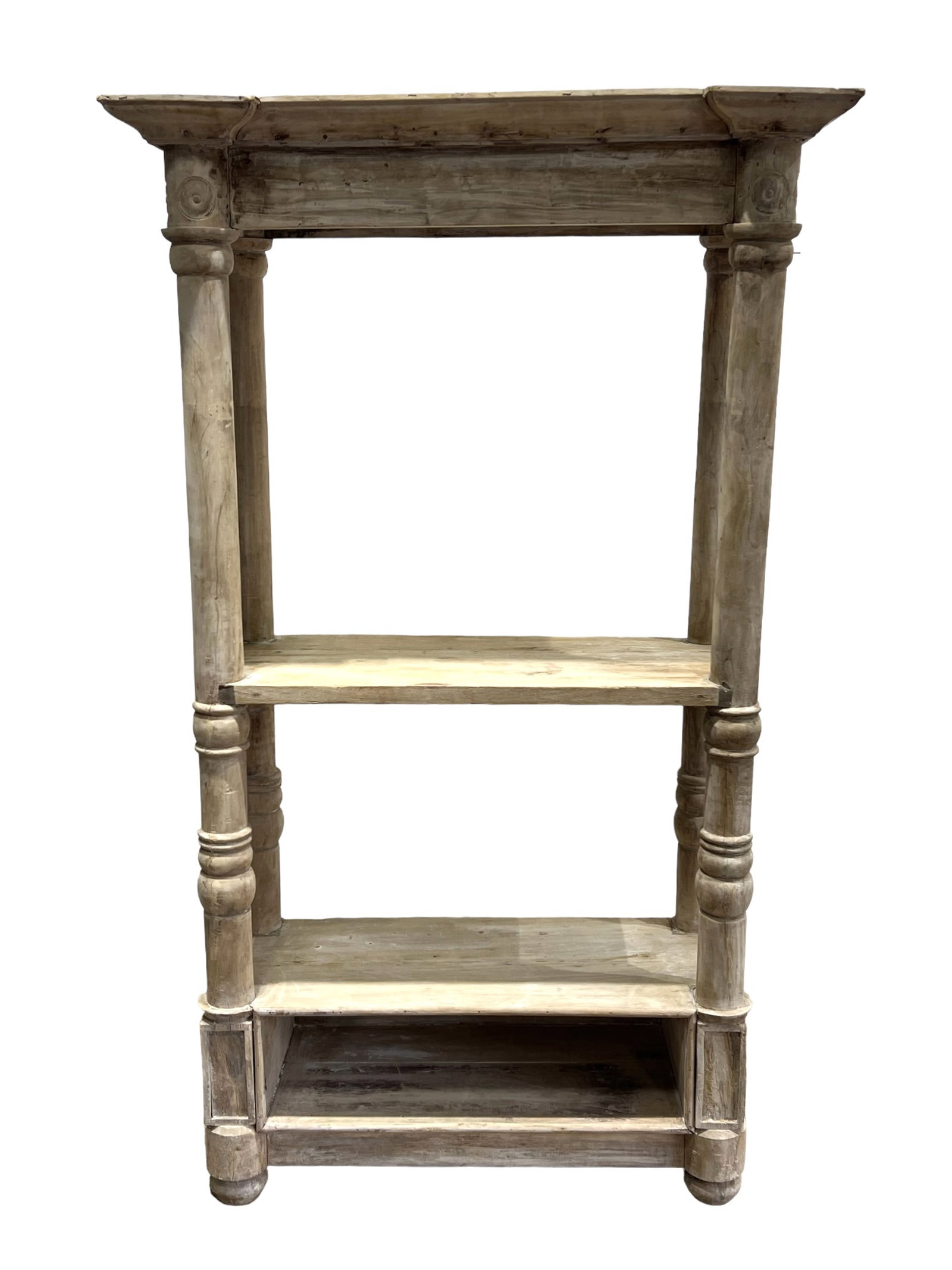 Bleached Wooden Store Display Shelf 82 1/2"H,   48 1/4"L(crown),   23"W(crown) (1 of 9)
