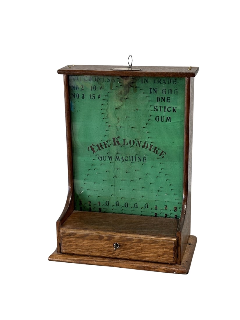 1899 "The Klondike" Trade Simulator works  /  w/ key  /    19"H,   13 3/4"  x   7 3/4" (1 of 9)