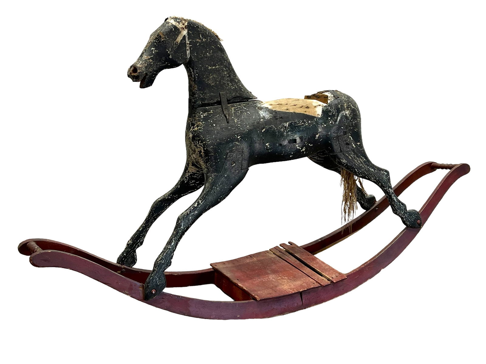 Early 19th C. New England Child's Rocking Horse 41 1/4"H,   73"L,   15"W (1 of 16)