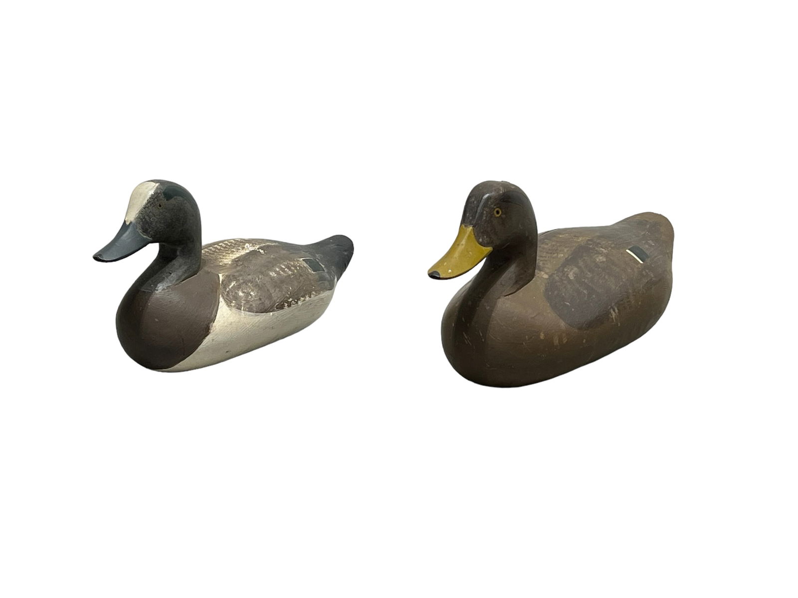 2pc. Lot of Wooden Duck Decoys 7 1/4"H,   15 1/4"L,   7"W    /    6 3/4"H,   13 1/2"L,   6"W (1 of 12)