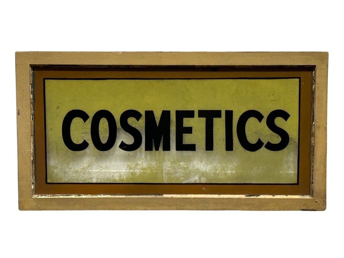Cosmetics Sign  -  reverse painted on glass 23 3/4"  x   45 7/8" (1 of 8)