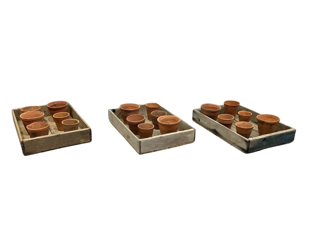 French Potting Trays w/ French Terra Cotta Pots trays -  3 1/4"H,   19 3/8"L,   12 7/8"W    / (1 of 10)