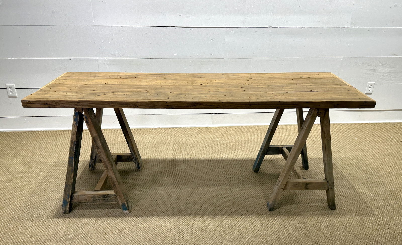 French Vineyard Table w/ Sawhorses 30 1/4"H,   75"L,   24 3/4"W (1 of 8)