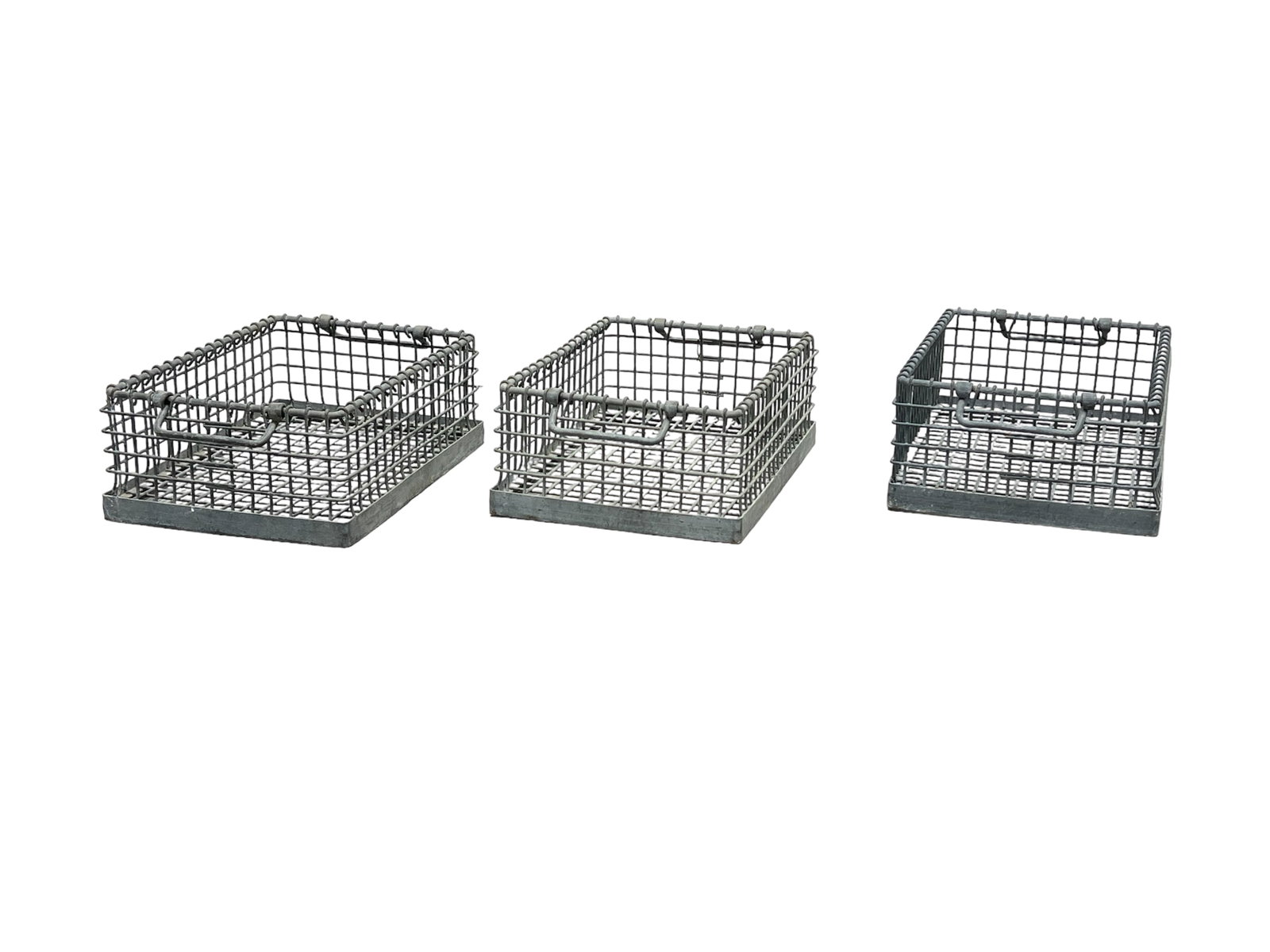 3pc. Lot of Industrial Metal Baskets 6 1/4"H,   16 3/4"L,   11 3/4"W      each (1 of 5)