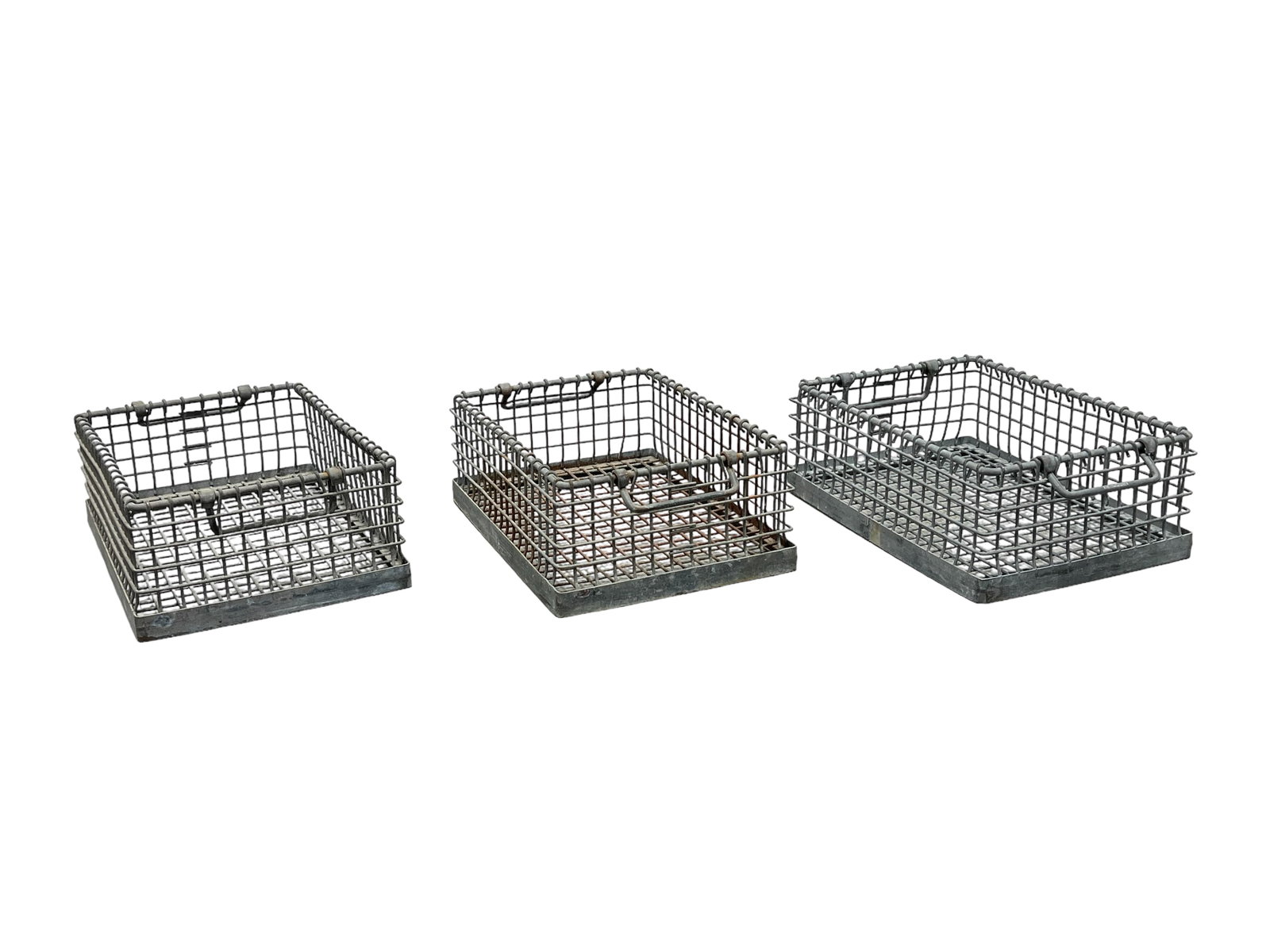 3pc. Lot of Industrial Metal Baskets 6 1/4"H,   16 3/4"L,   11 3/4"W       each (1 of 6)