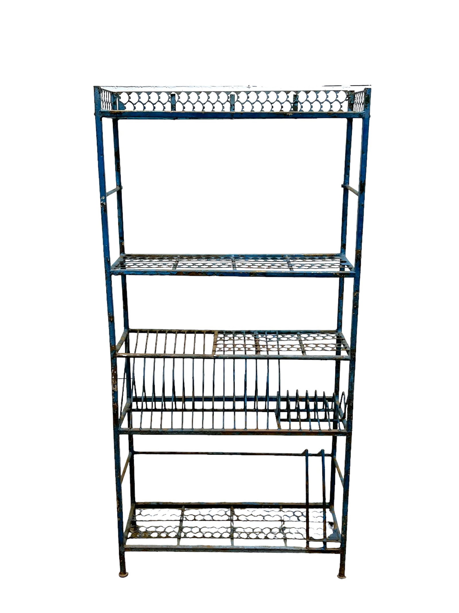 Blue Painted Metal Kitchen Rack 72 1/2"H,   35"L,   13 1/4"W (1 of 10)