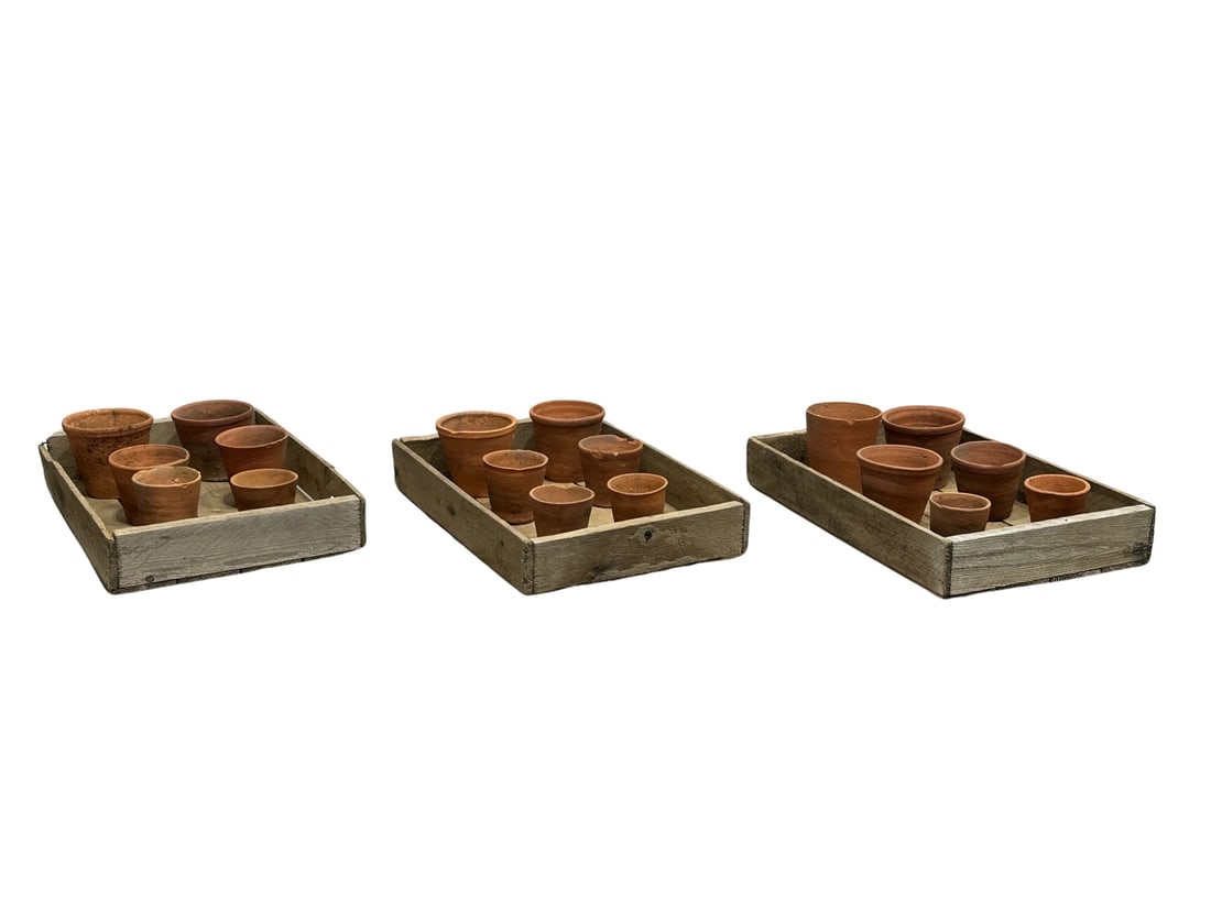 French Potting Trays w/ French Terra Cotta Pots trays -  3 1/4"H,   19 3/8"L,   12 7/8"W  /  biggest (1 of 11)