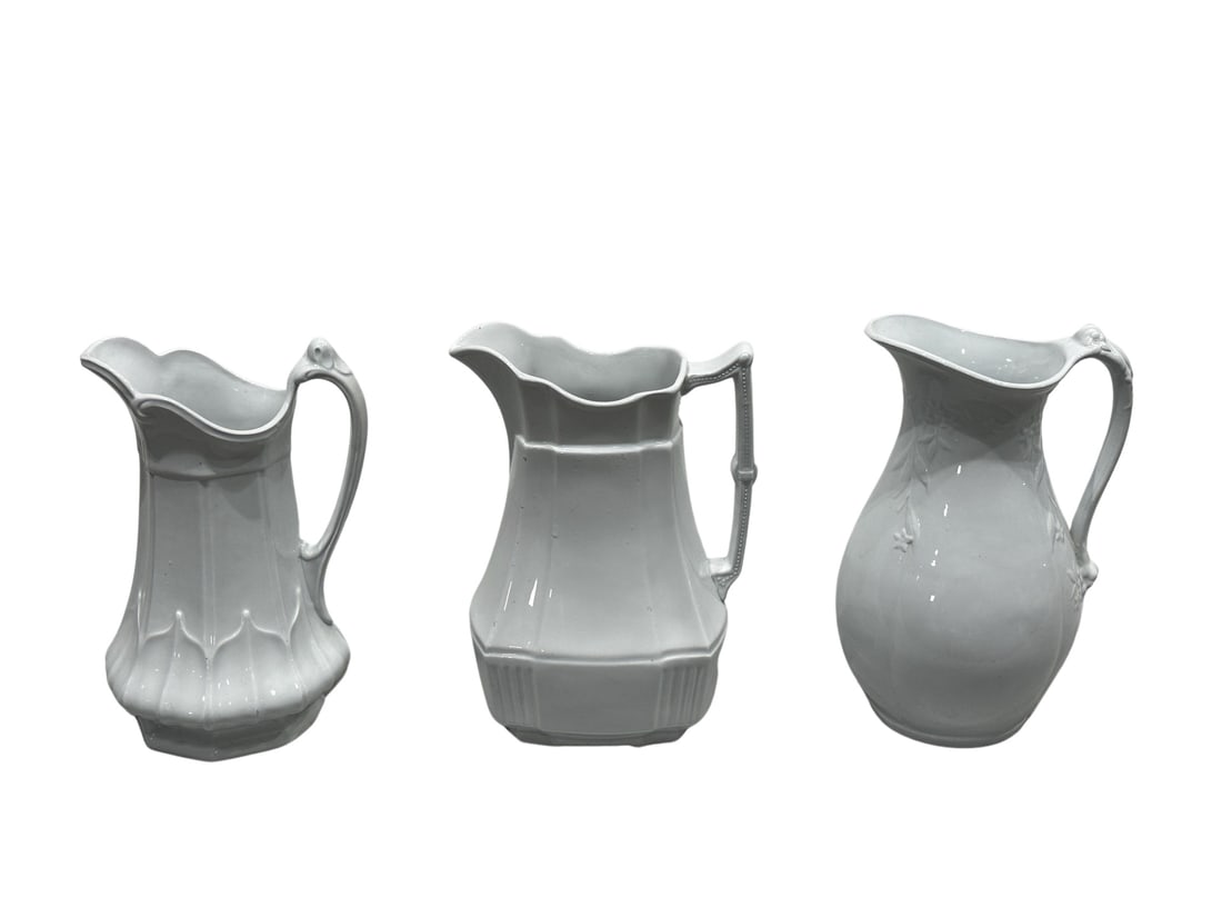 3pc. Lot of Ironstone Pitchers tallest  -  12 1/2"H (1 of 9)