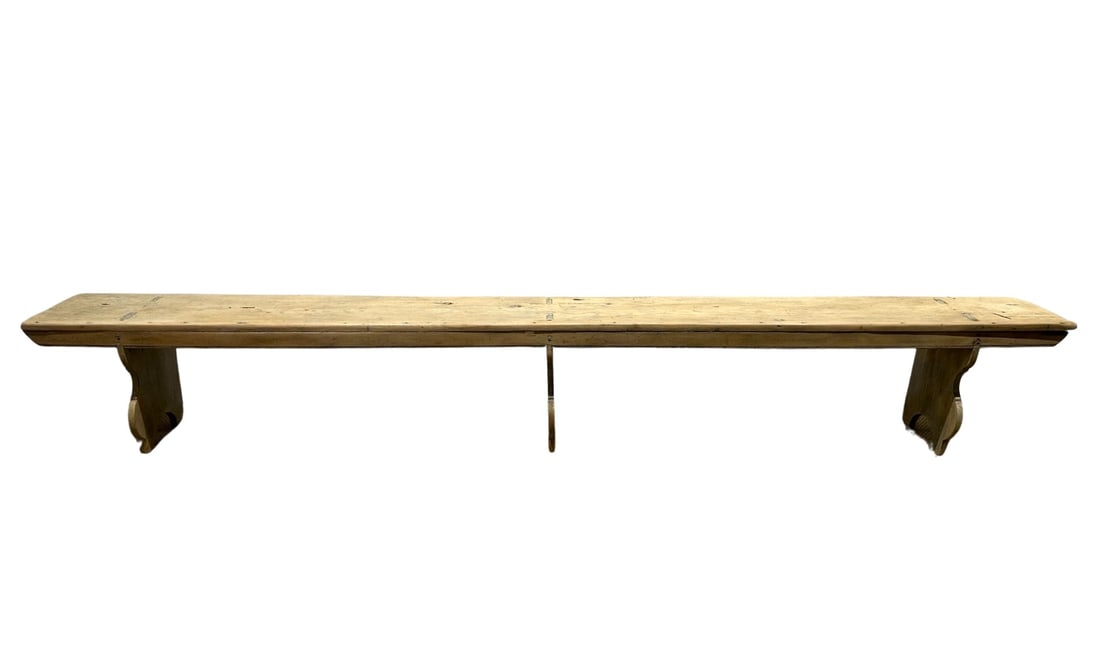 Bleached Bench 20 3/4"H, 140 3/4"L, 14 3/4"W: Bleached Bench 20 3/4"H, 140 3/4"L, 14 3/4"W