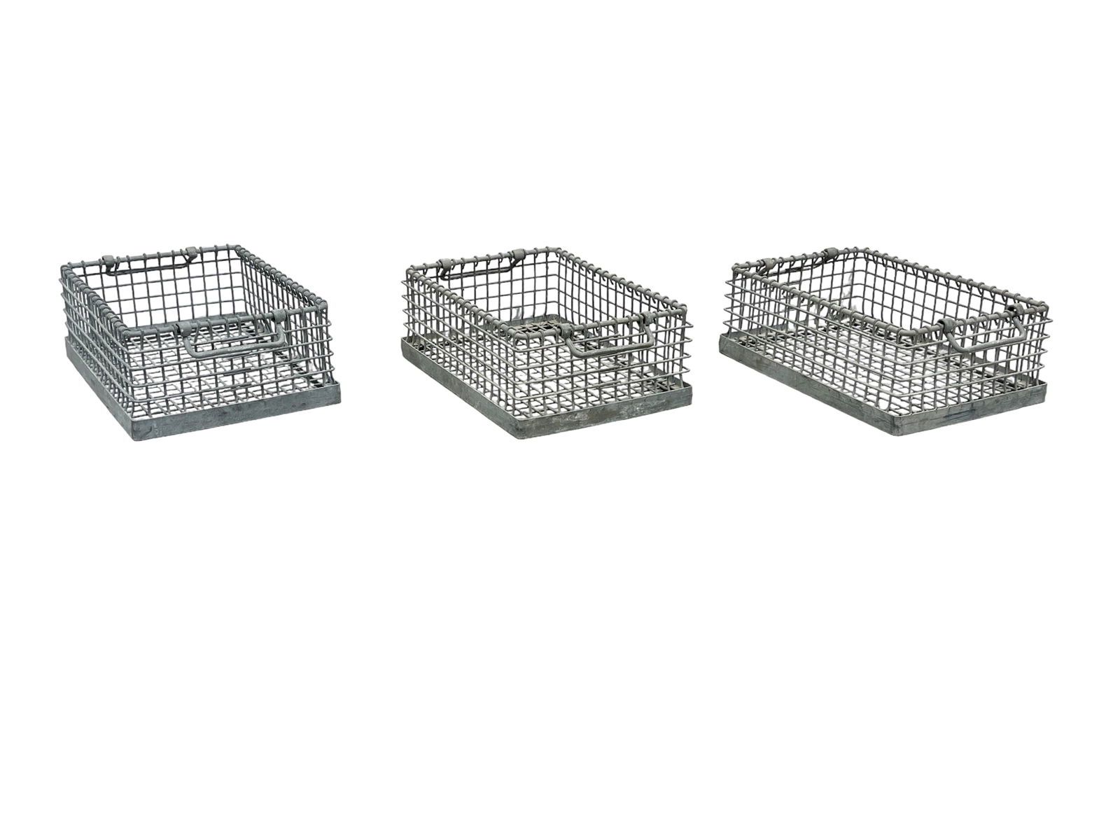 3pc. Lot of Industrial Metal Baskets 6 1/4"H,   16 3/4"L,   11 3/4"W     each (1 of 7)