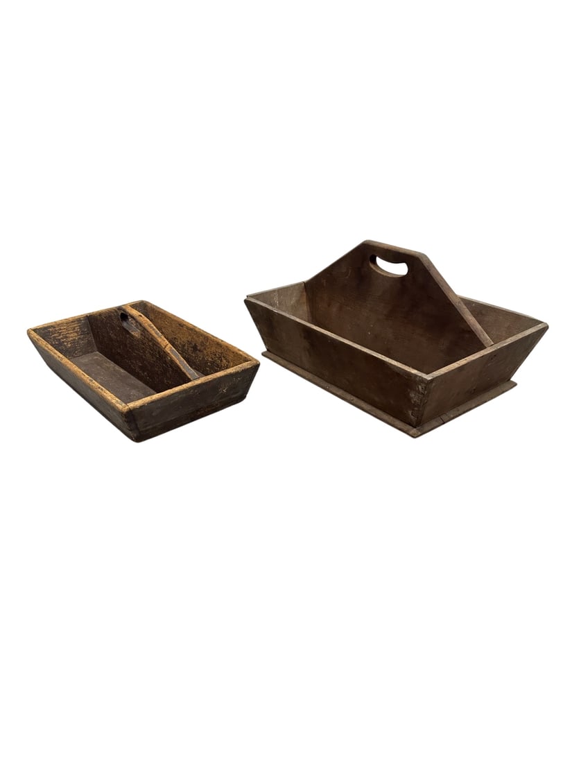 2pc. Lot of Wooden Totes 11 1/2"H,   21 1/2"L,   15 3/4"W   /   6 3/4"H,   19"L,   12"W (1 of 10)