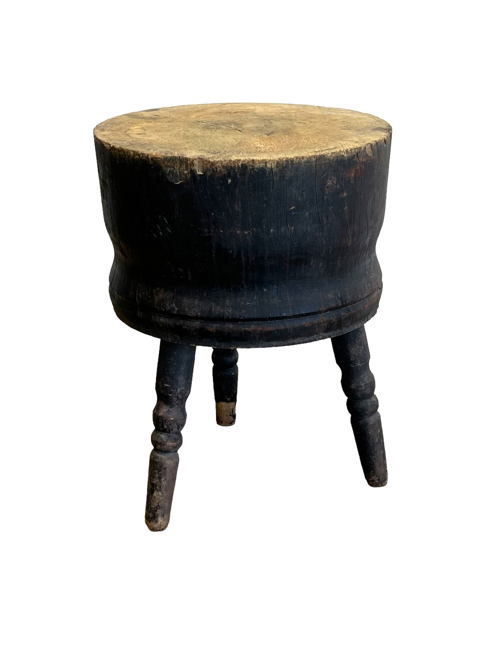 Country Store Black Painted Round Chopping Block 33"H,   24 3/4" diam. (1 of 8)