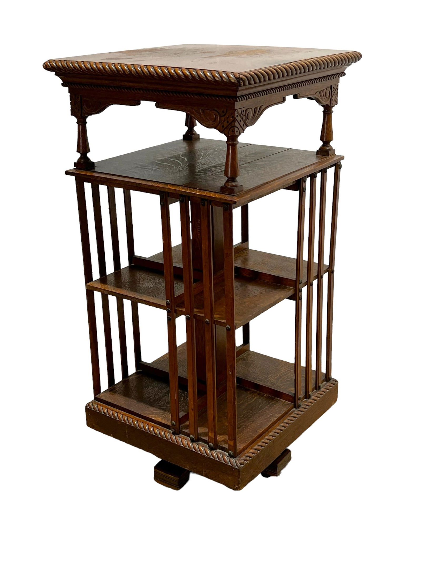 Oak Revolving Book Shelf 43"H,   21"  x   21" (1 of 11)