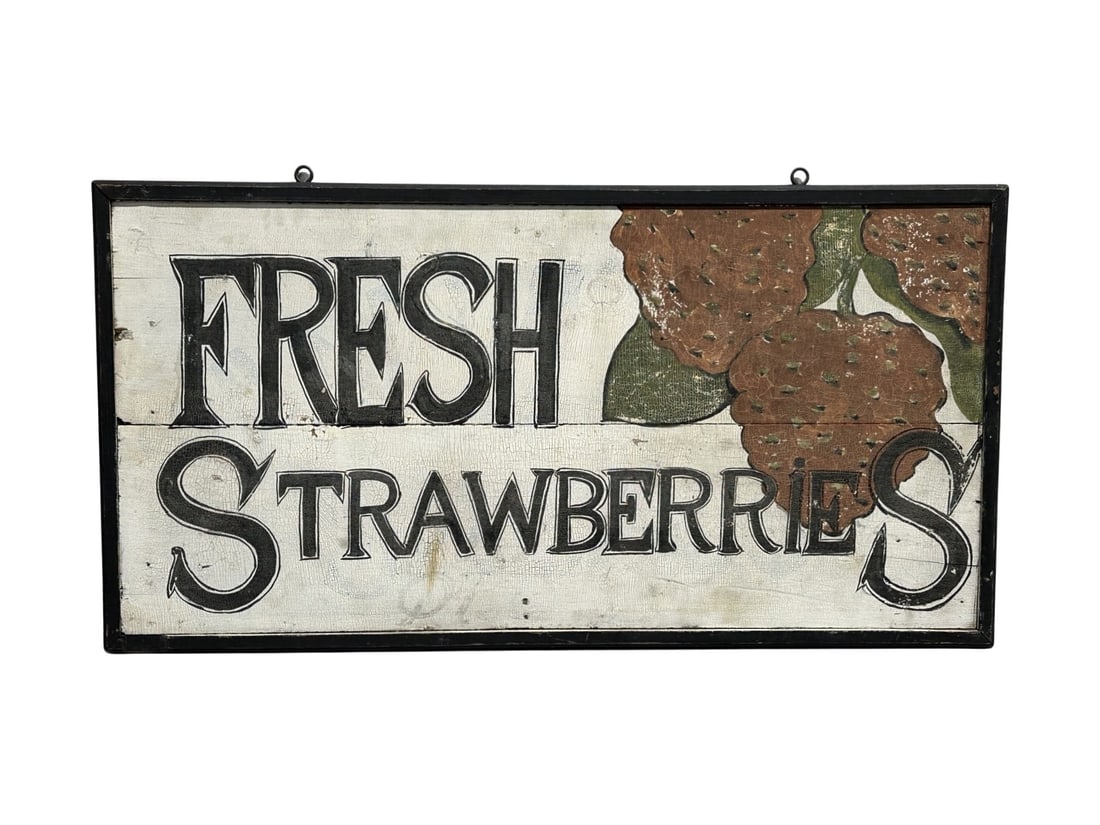 Amish Market Sign - wood / double sided Fresh Strawberries  /  Sandwiches Salads   /  18 5/8"  x  35 (1 of 7)