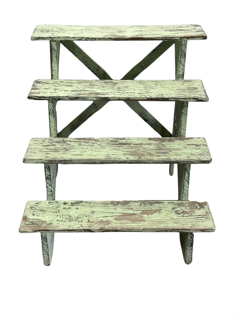 Green Painted Florist Shop Display Steps 32 3/4"H,   32 1/4"  x   32" (1 of 4)