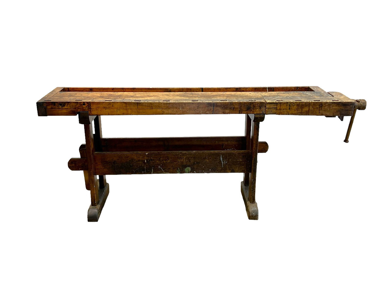 Small Industrial Work Bench w/ Vise 33"H,   80 1/2"L(at vise),   18 1/4"W (1 of 9)