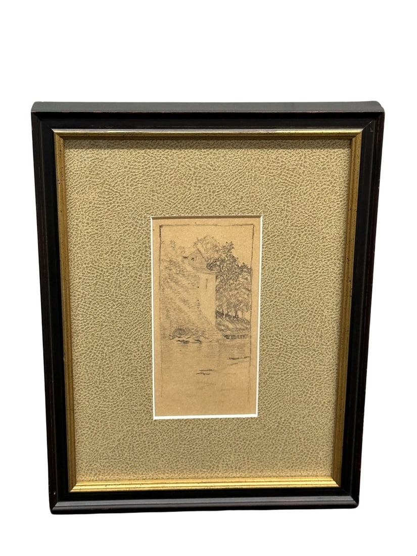 Pencil Drawing "The Old Mill" by Frank Reaugh from his personal sketchbook  /  frame - 10 3/4"  x  8 (1 of 10)