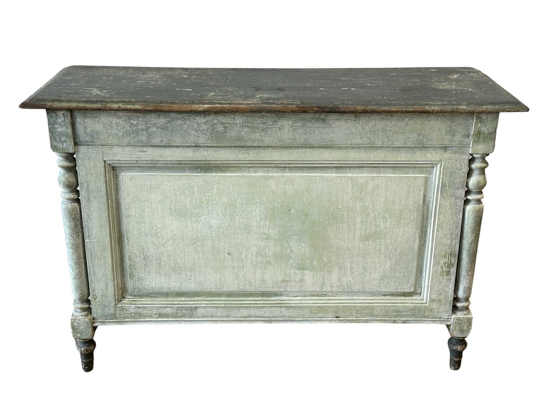 French Green Painted Store Counter 35 5/8"H,   55 1/2"  x   19 5/8" (1 of 10)