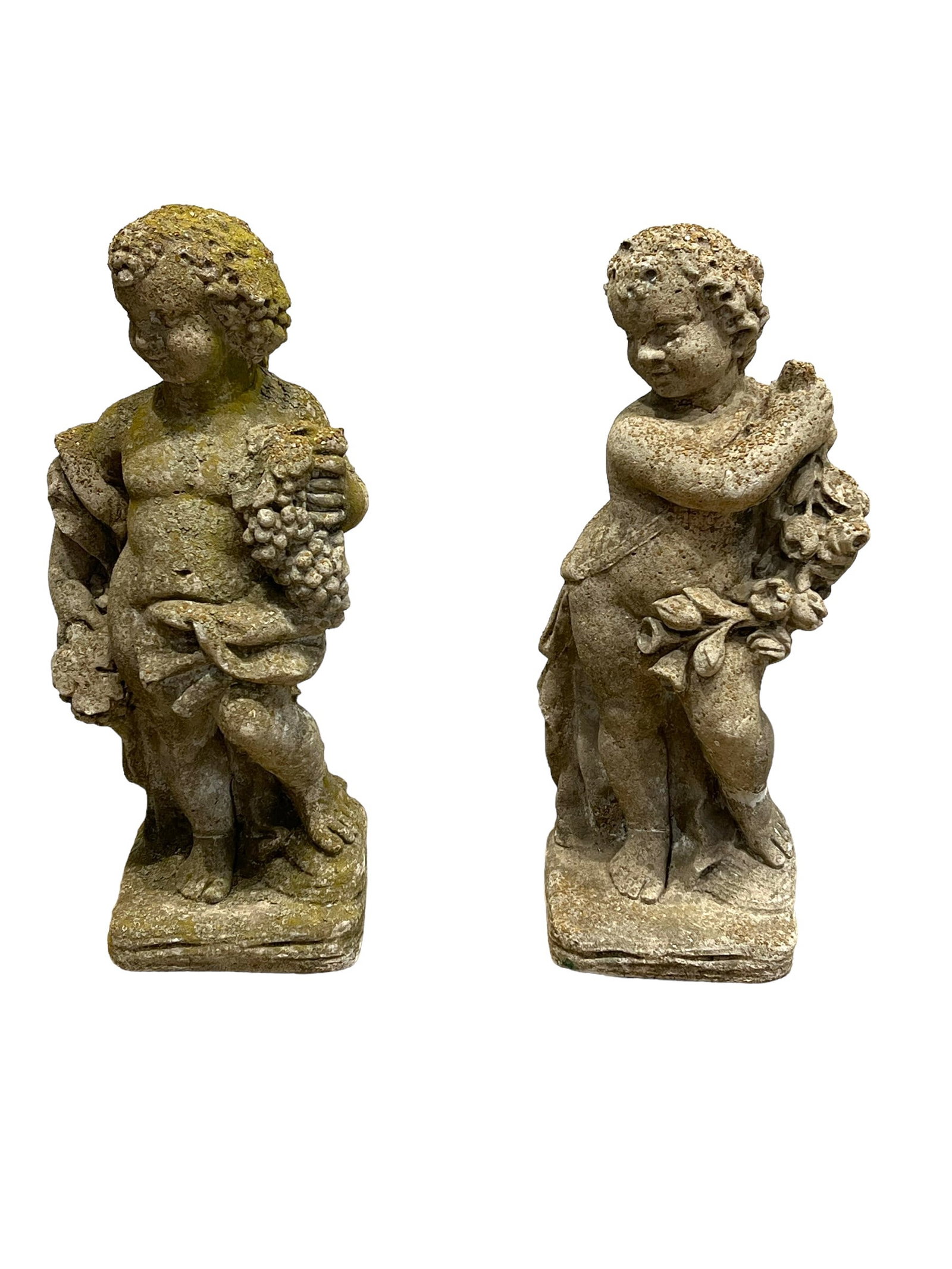 2pc. Lot of Concrete Garden Statues 28 3/4"H,   11 1/2"  x   9 1/2"     /     28 5/8"H,   11 1/2"  x (1 of 14)