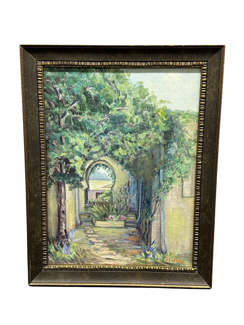 Oil on Canvas Board -  "The Garden Arch" by - Jocelia Tipton  /  student of Frank Reaugh  /  Dallas, (1 of 8)