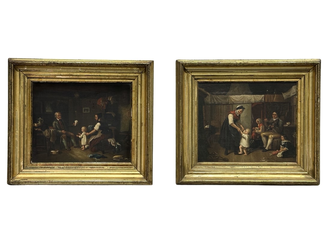 2pc. Lot of Oil on Canvas Paintings frame -  19 1/4"  x  22"  /  painting -  12 5/8"  x   15 3/8" (1 of 11)