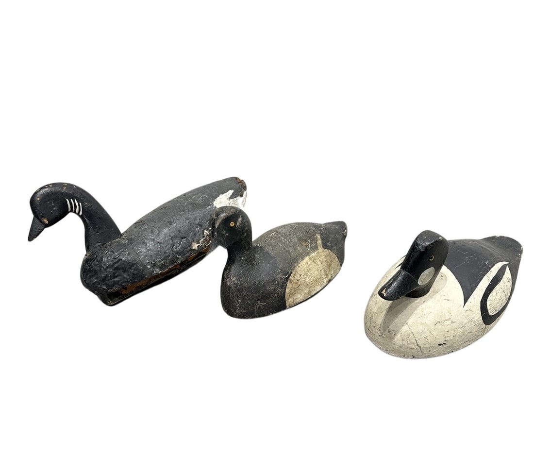 3pc. Lot of Wooden Duck Decoys Largest - 9 1/2"H,   16"L,   6"W (1 of 9)