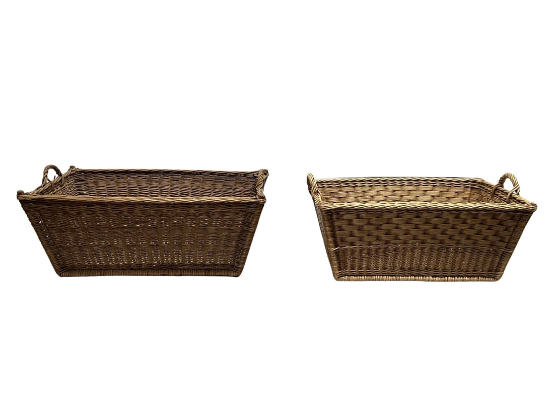 2pc. Lot of French Gathering Baskets 14 1/2"H,   31 5/8"L,   21"W   /   14"H,   28 1/2"L,   19 1/2"W (1 of 8)