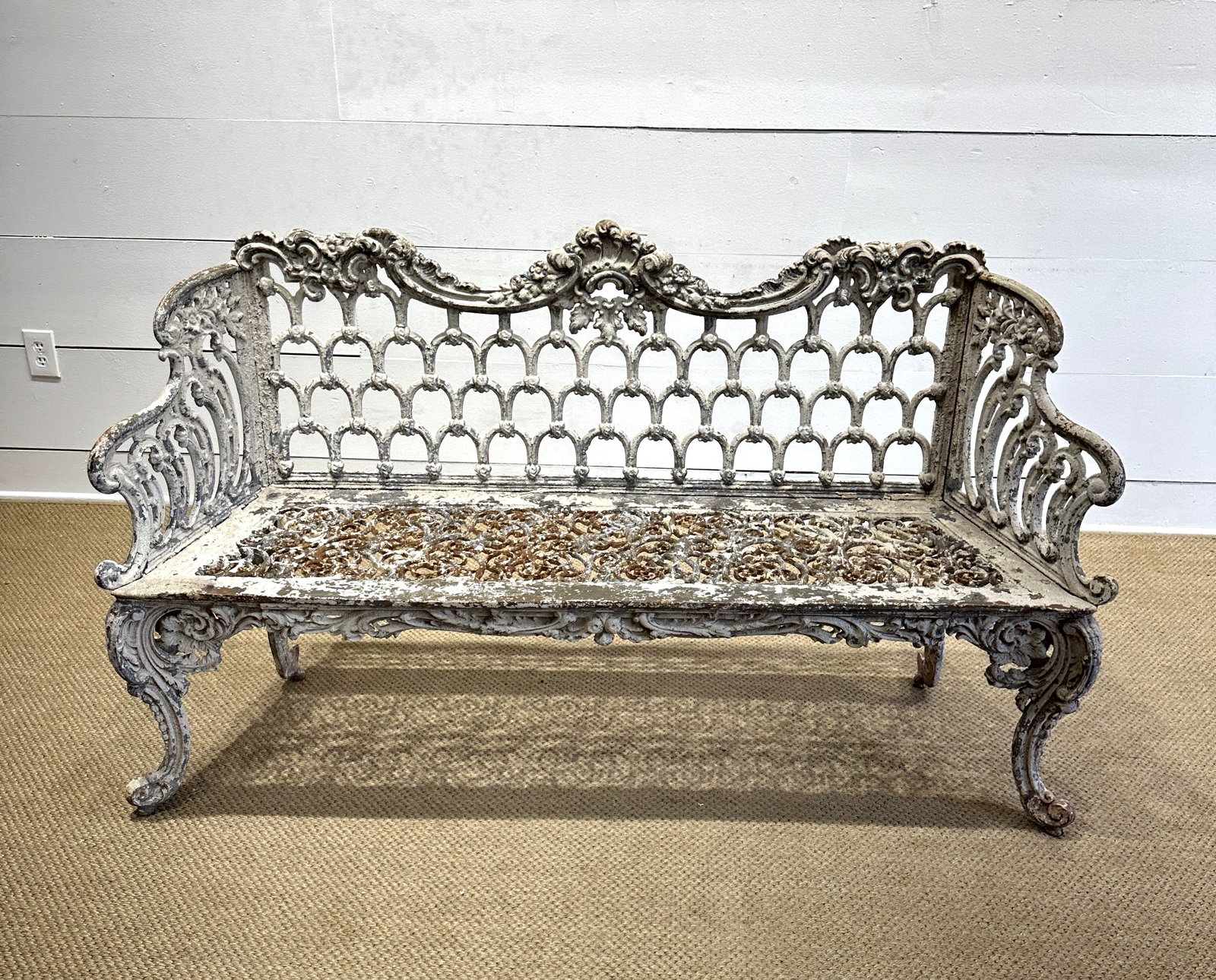 French Painted Cast Iron Garden Bench 37 1/4"H,   64"L,   18"W   /   Seat Height - 17 1/4"H (1 of 10)