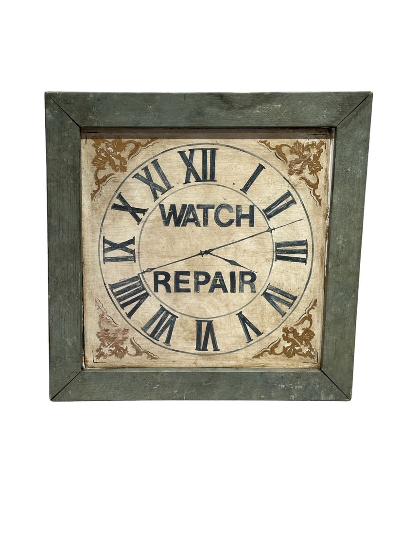 Jewelry Store Sign - Watch Repair metal / wood frame / double sided   /   25 1/2"  x   25 3/8" (1 of 9)