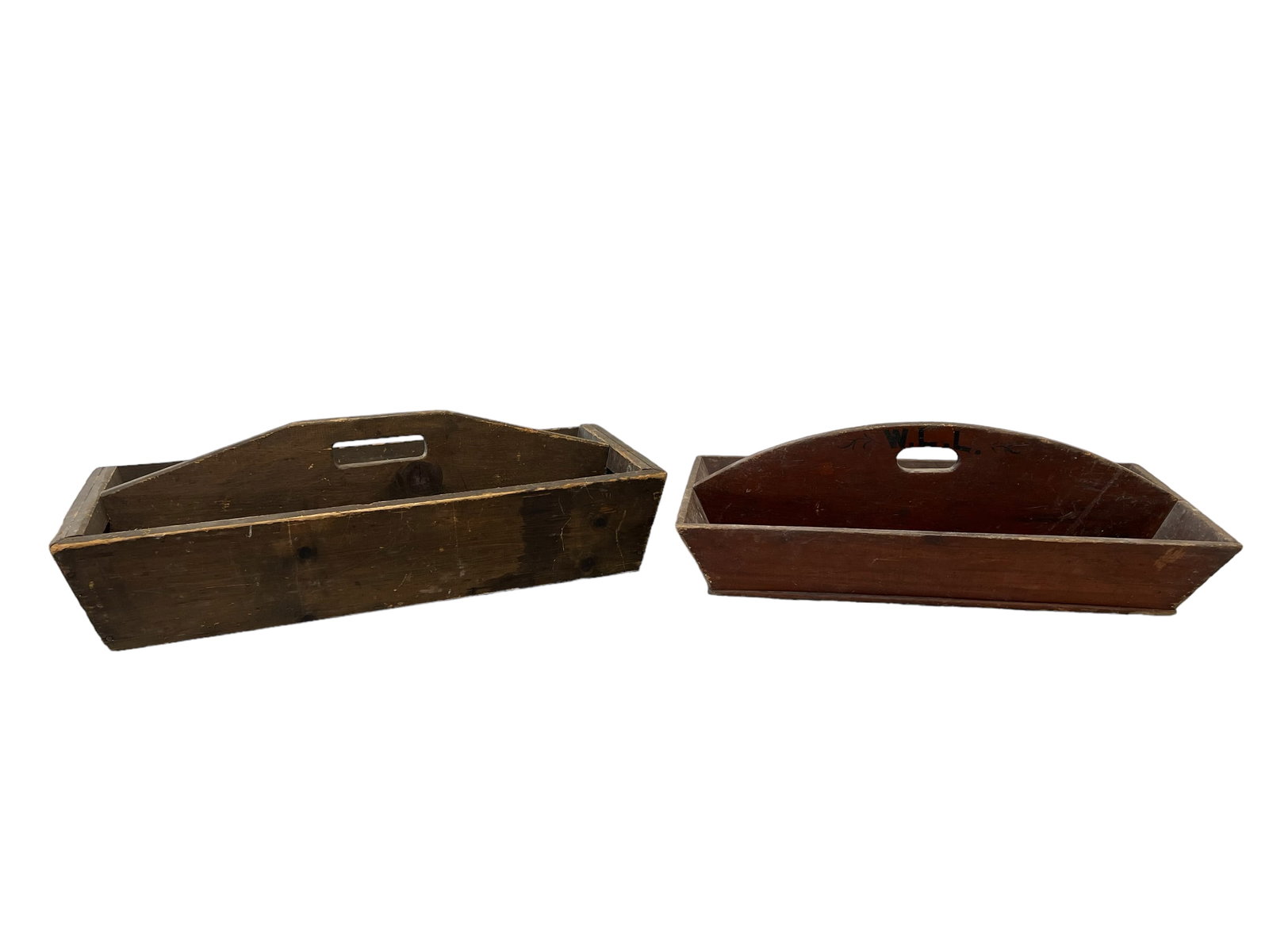 2 PC Wooden Totes 10 1/2"H, 33 1/2"L, 15"W     10"H, 30"L, 16"W (1 of 9)