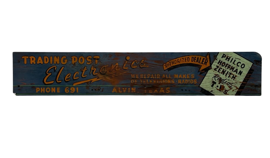 Trading Post Electronics Sign  -  wood 14"  x  79" (1 of 5)
