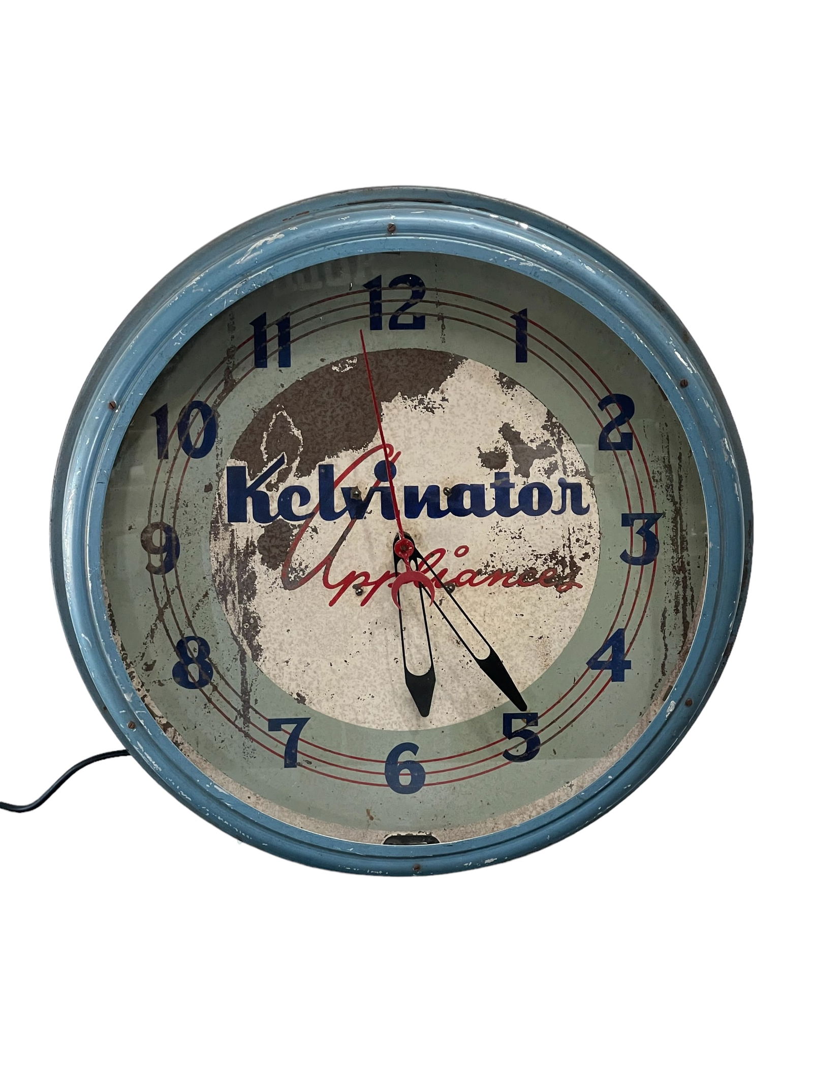 Neon Kelvinator Clock 20" Diam, 6"W: Neon Kelvinator Clock 20" Diam, 6"W