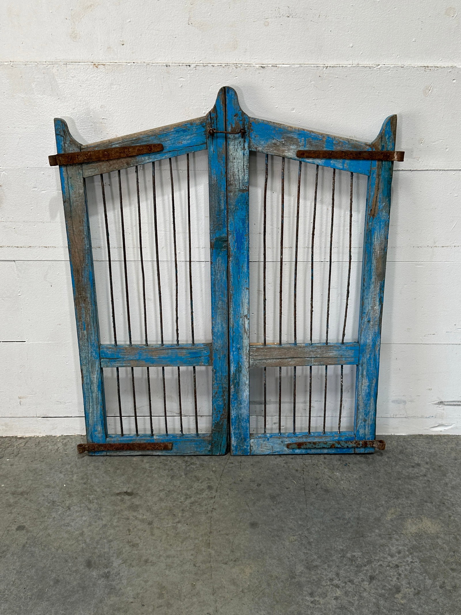 Blue Painted Gate 46 1/2"H, 39 1/2"L, 2"W: Blue Painted Gate 46 1/2"H, 39 1/2"L, 2"W