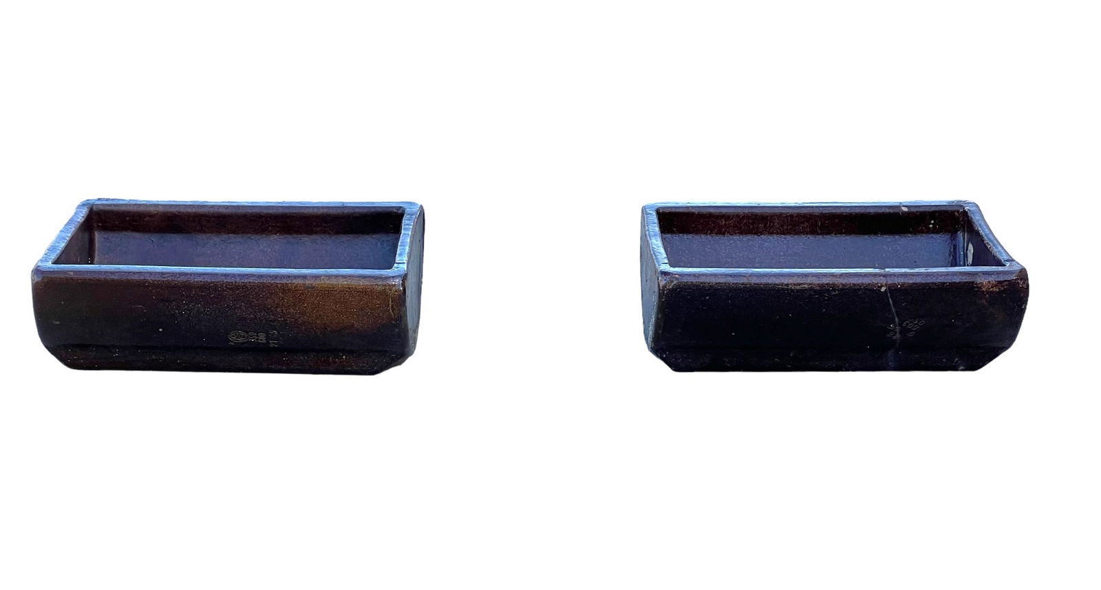 Pair of Glazed Planters 8 1/2"H, 23 3/4"L, 13  1/4"W (1 of 8)